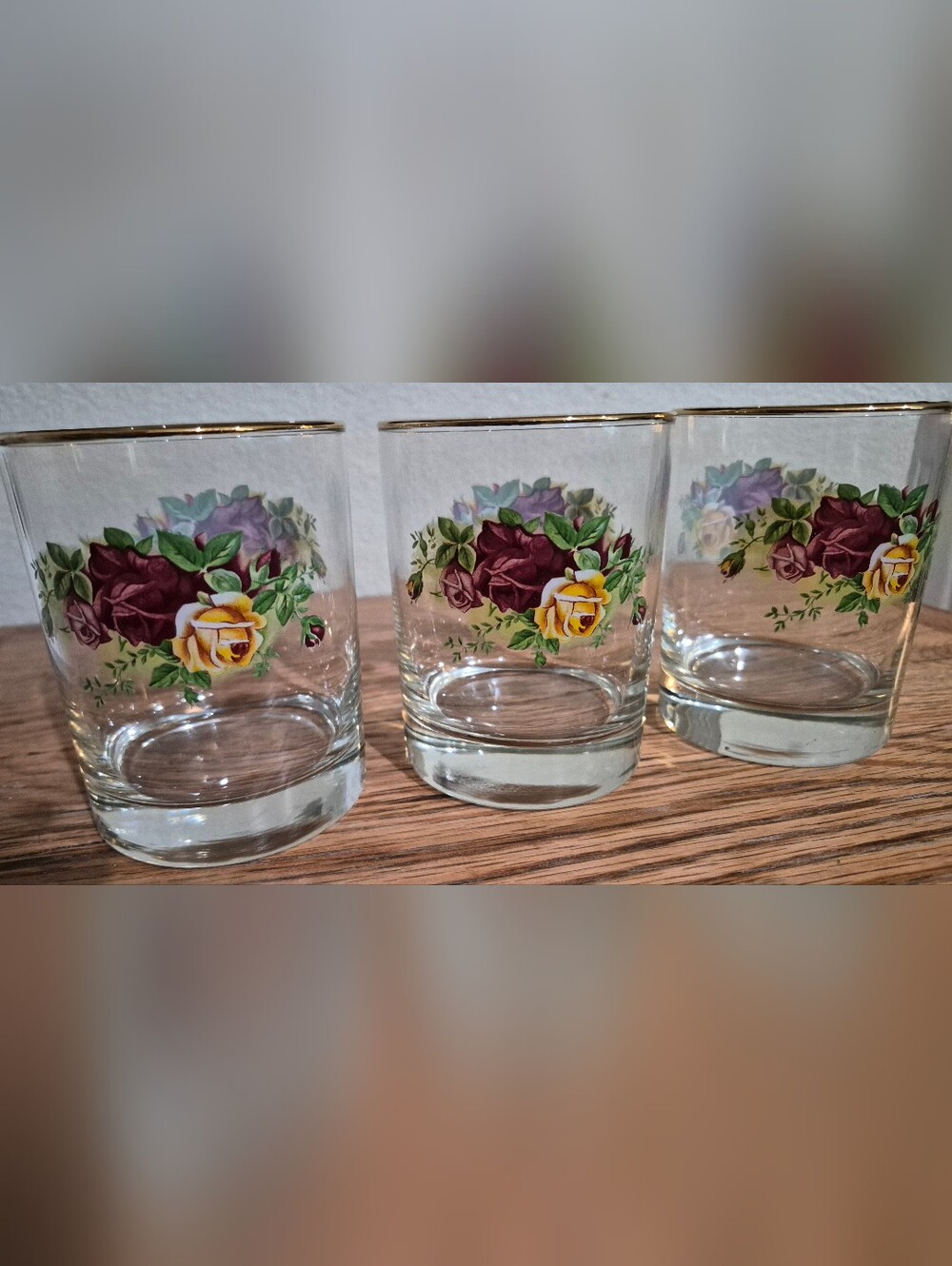 3 Vintage Royal Albert Old Country Roses 12oz double old-fashioned glasses